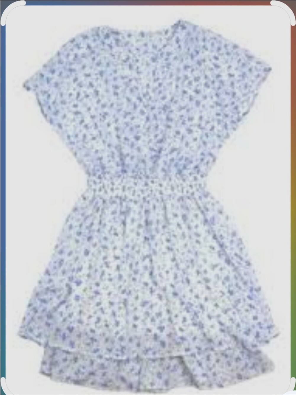 Sienna Sky Blue and White Floral Smocked Waist V-Neck Dress Size L